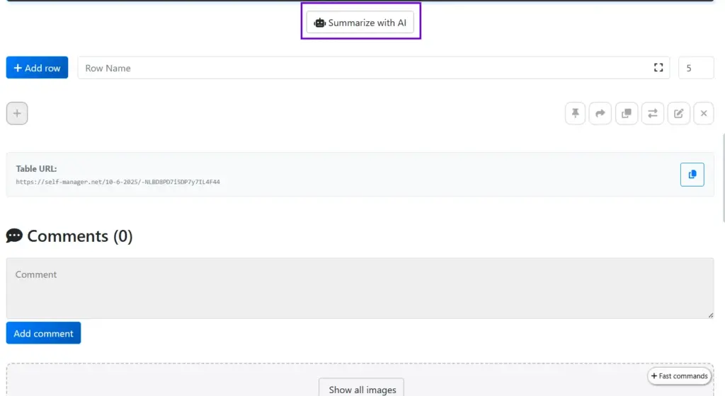 Summarise with AI Feature of Self-Manager.net - Task Management Software
