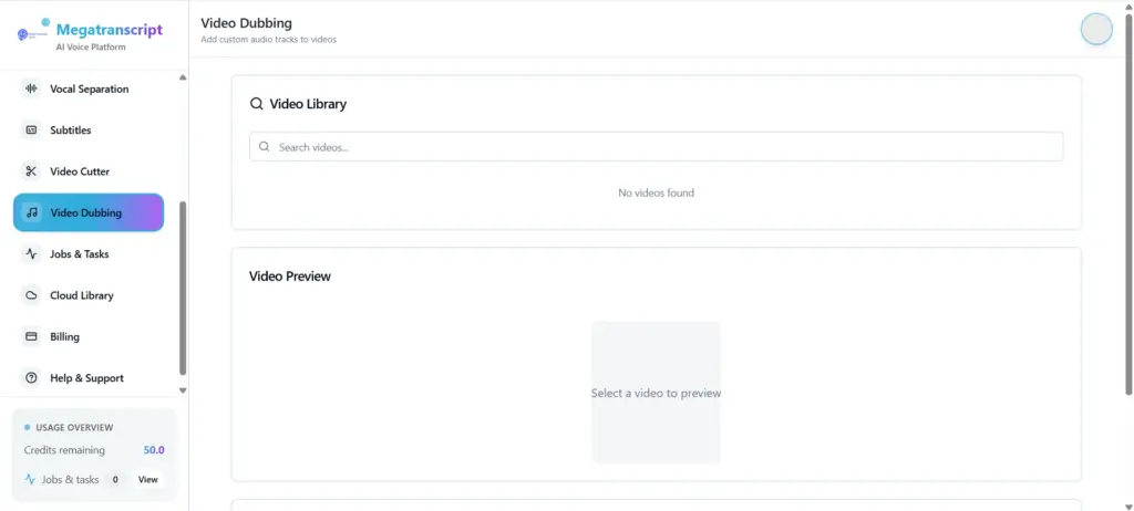 AI Video Dubbing In Megatranscript Text To Speech & Voice Cloning Tool
