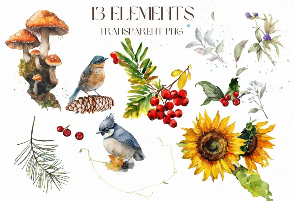 A vertical preview of a single seamless pattern of warm watercolor flowers and leaves.