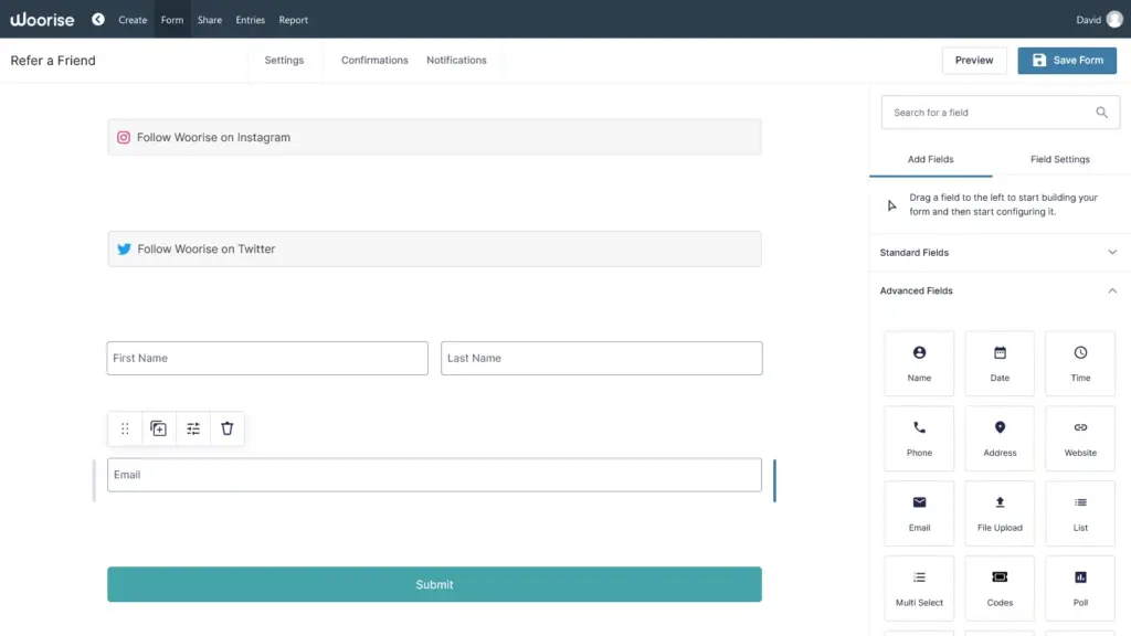 Woorise's Form Builder