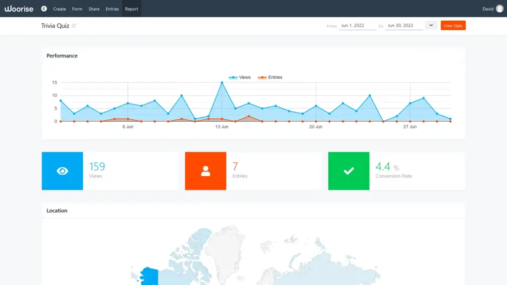 Woorise Reports Interface
