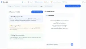 AI insights Interface, AI Financial Analysis Tool
