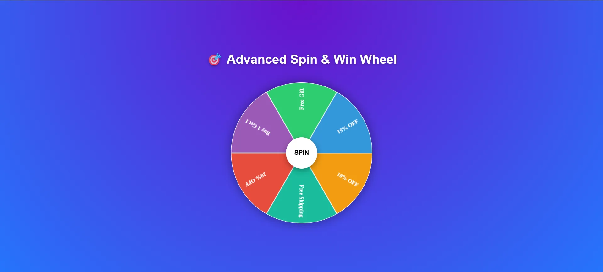 Advanced Spin Win Coupon Wheel Customizable Block