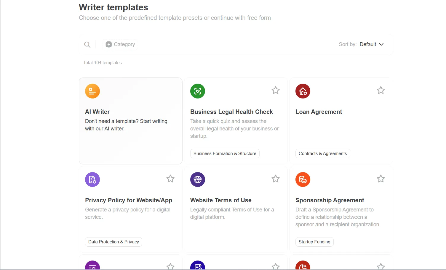 Document Generator Templates Interface 