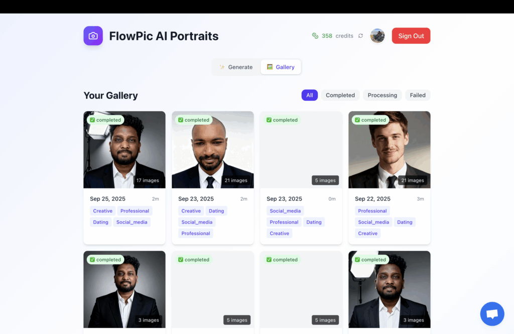Gallery In FlowPic AI Headshot Generator