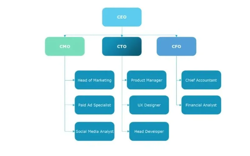 organizational chart created using Mydraw - diagramming software