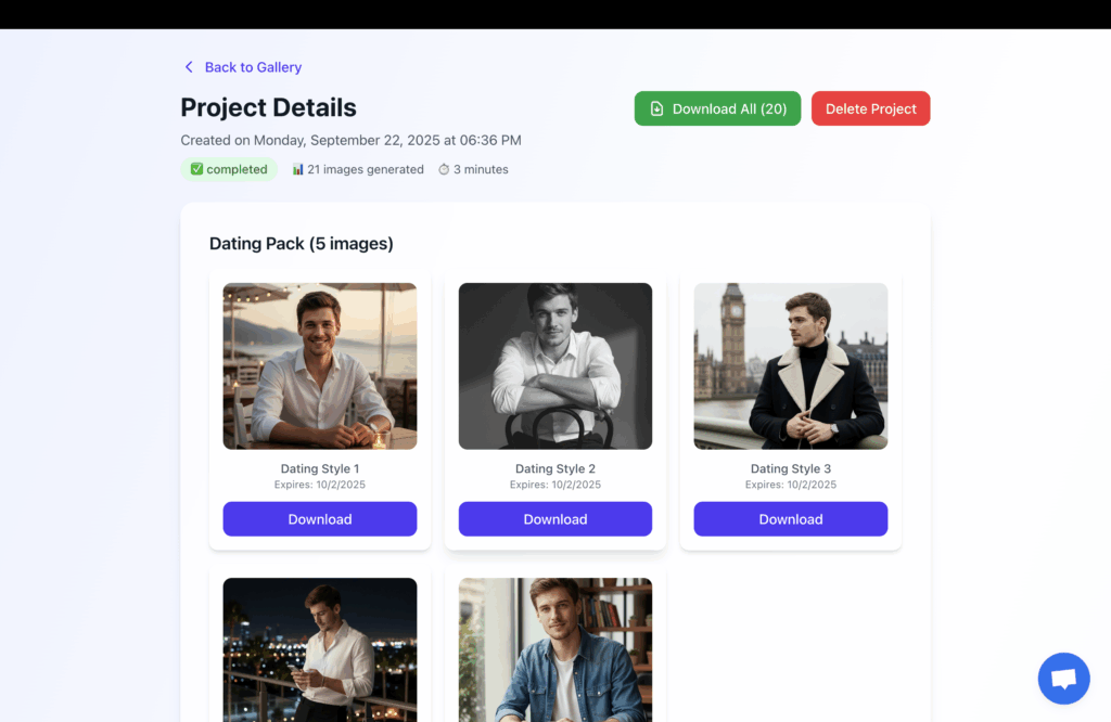 Project Details In FlowPic Professional AI Headshot Generator