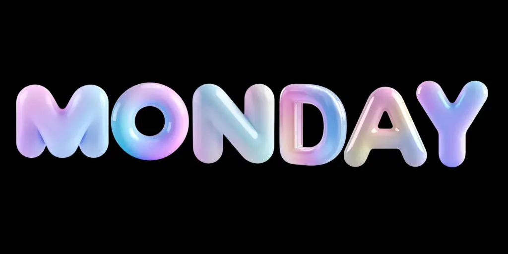 3D Typography PNGs With Sample Text - MONDAY