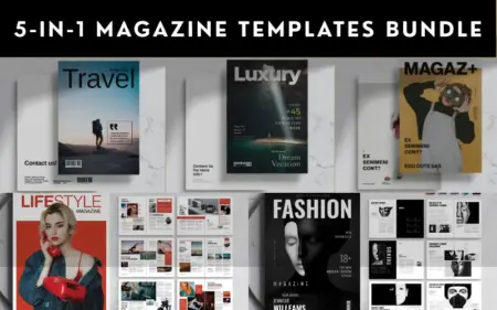 5-in-1 Magazine Templates Bundle Feature Image