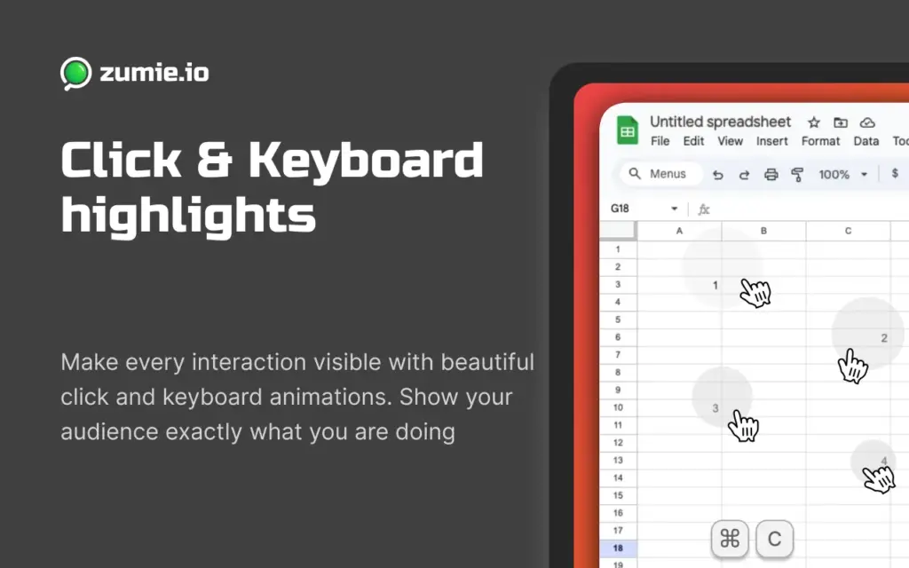 Click & Keyboard Highlights Feature of Screen Recording Extension