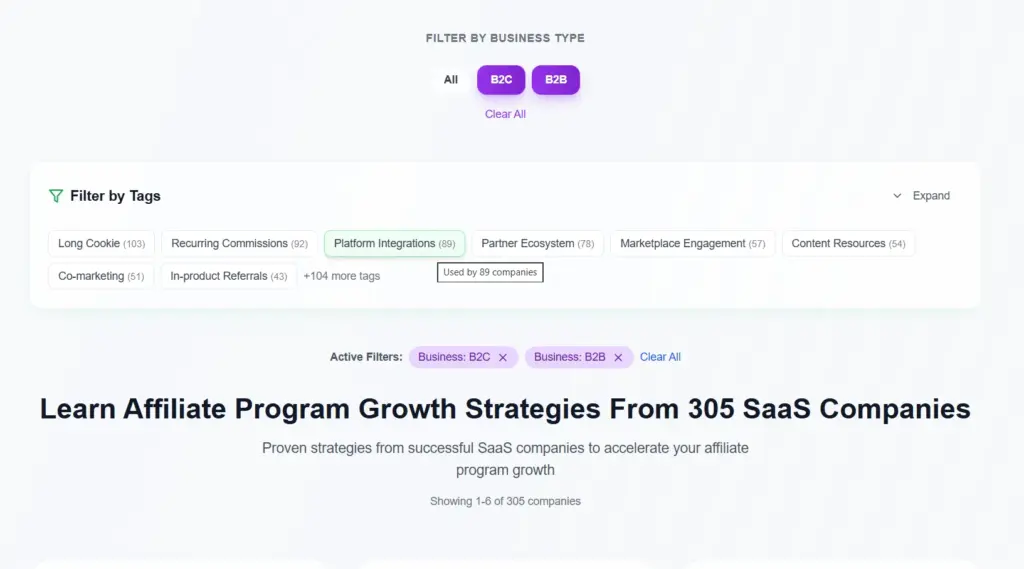 Filter and browse based on company type