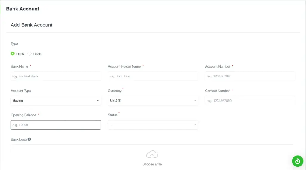 Bank Account Screen, All-in one Business Management Software