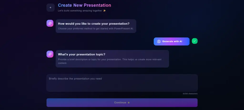 AI presentation generating feature in PowerPresent