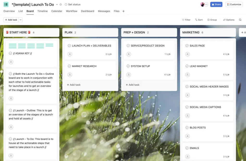Launch to Do Asana Templates