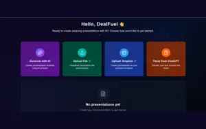 PowerPresent AI Presentation Generator Dashboard