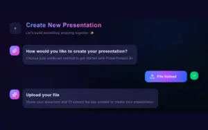 File upload feature in PowerPresent AI to generate presentations