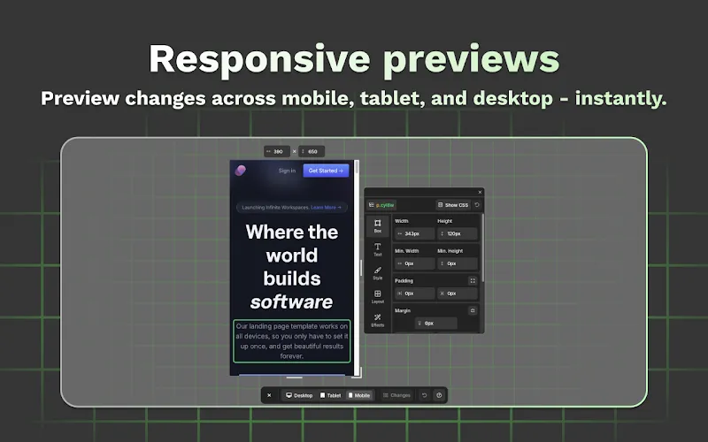 Responsive Previews Feature in TurboStyle web page editor extension