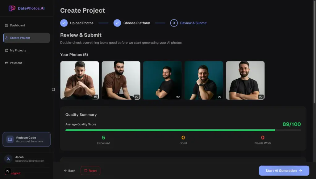 Review & Submit Screen
