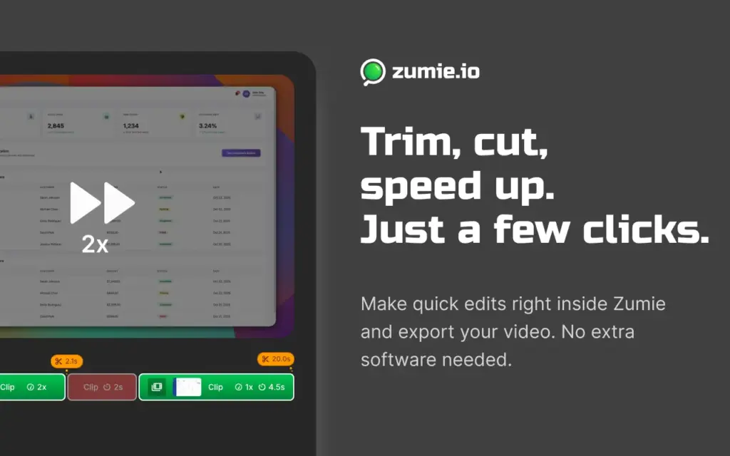 Trim cut Speed Up fEature of Screen Recording Extension
