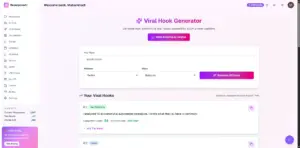 Viral Hook Generator In Repurposely AI Content Repurposing Platform