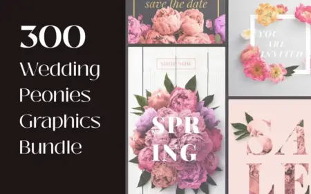 300 Wedding Peonies Graphics Bundle Feature Image