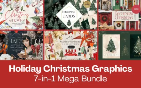 7-in-1 Holiday Christmas Graphics Mega Bundle Feature Image