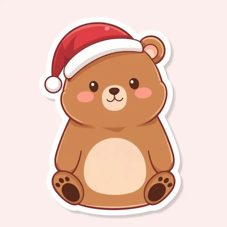 Cute Bear With Santa Hat Sticker