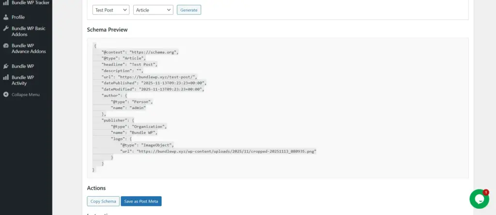 Bundle WP Schema Preview