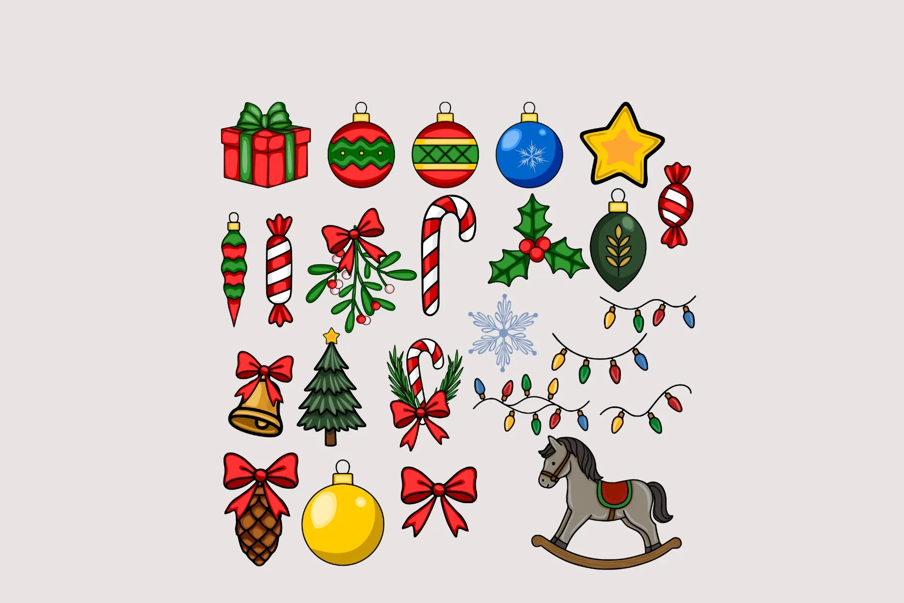 Cute Christmas Rocking Horse Elements