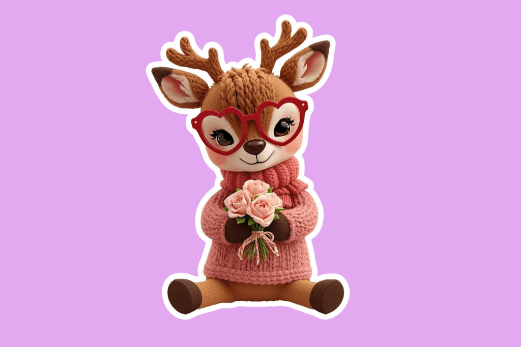 Cute Valentine Deer Sticker