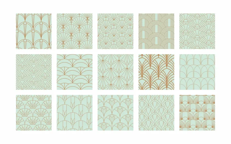 Collage of green fish scale patterns