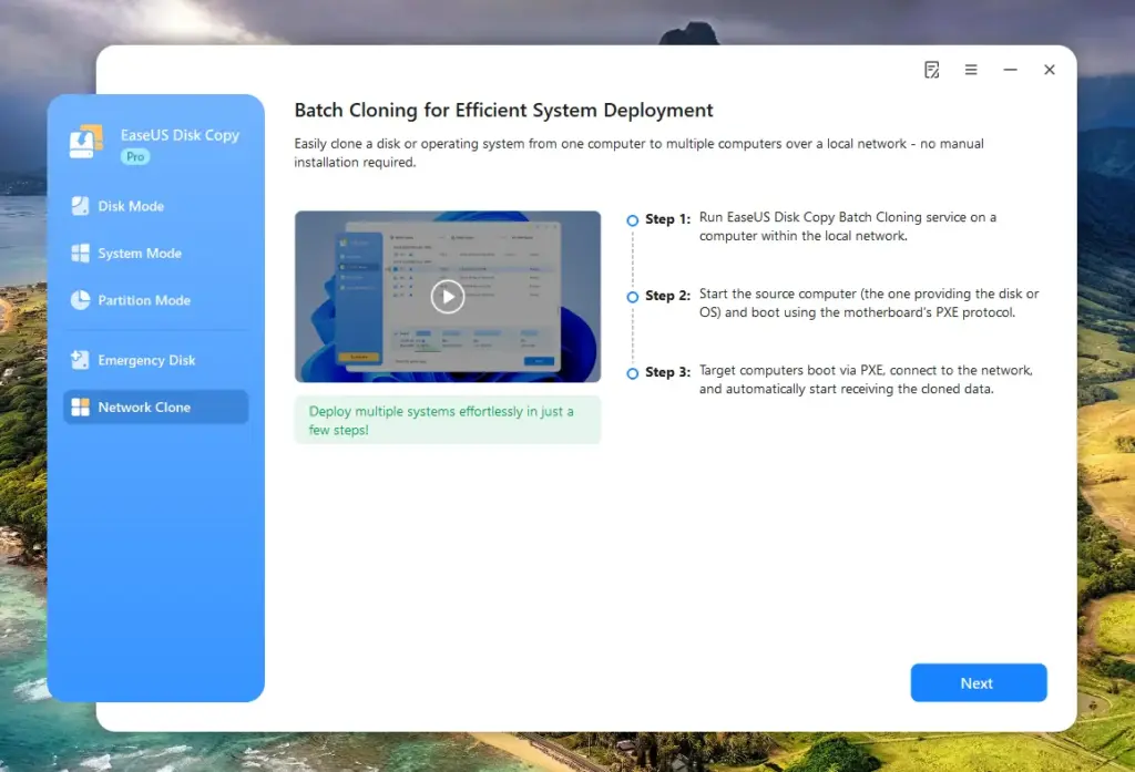 Network Cloning In EaseUS Windows Disk Cloning Software