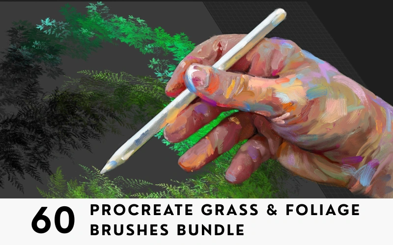 Procreate Grass & Foliage Brushes Bundle Feature Image