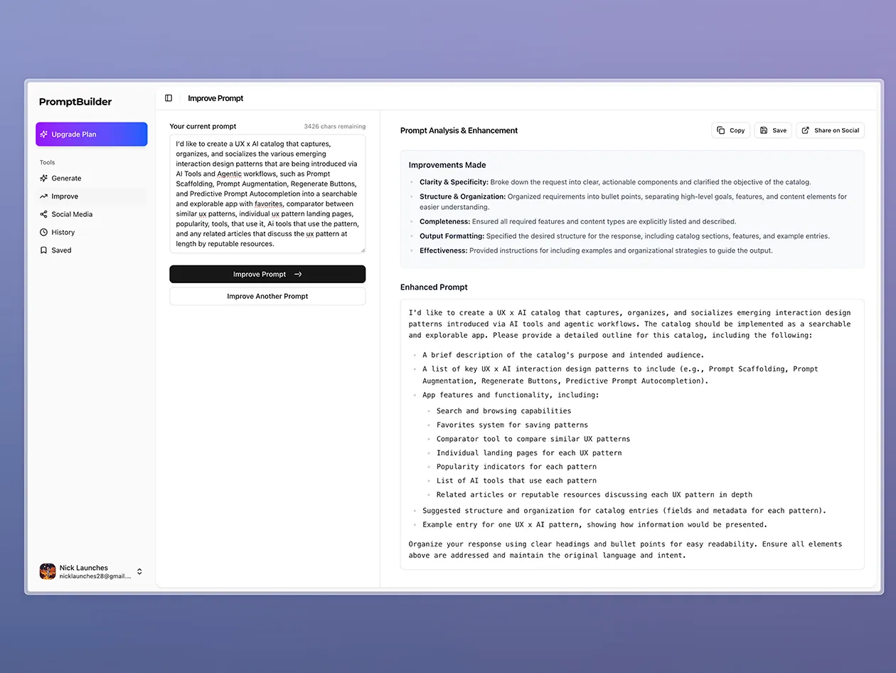 Prompt Enhancement In Prompt Builder AI