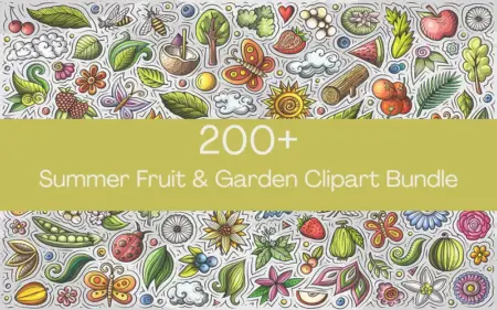 Summer Fruit & Garden Clipart Bundle Feature Image