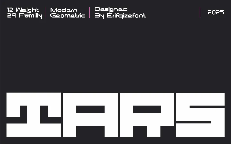 Bold geometric font with clean lines and modern styling