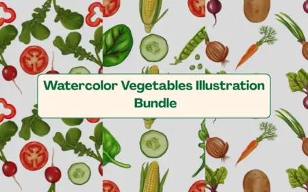 Watercolor Vegetables Illustration Bundle Feature Image