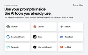 Use saved prompts inside ChatGPT, Claude and Gemini with the Prompt Builder AI prompt builder Chrome extension