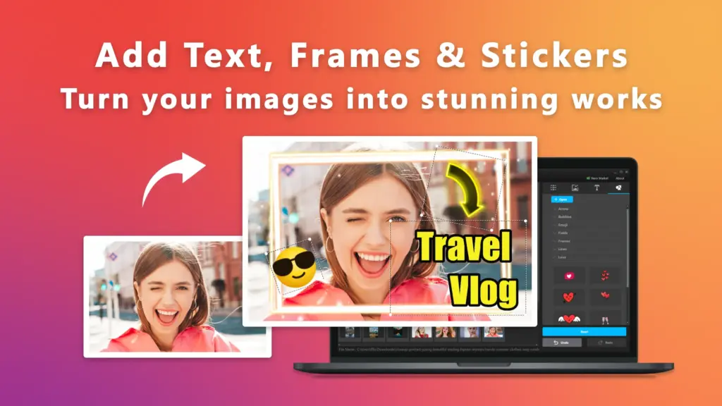 Add text, Frames & Stickers using Nero Photosnap