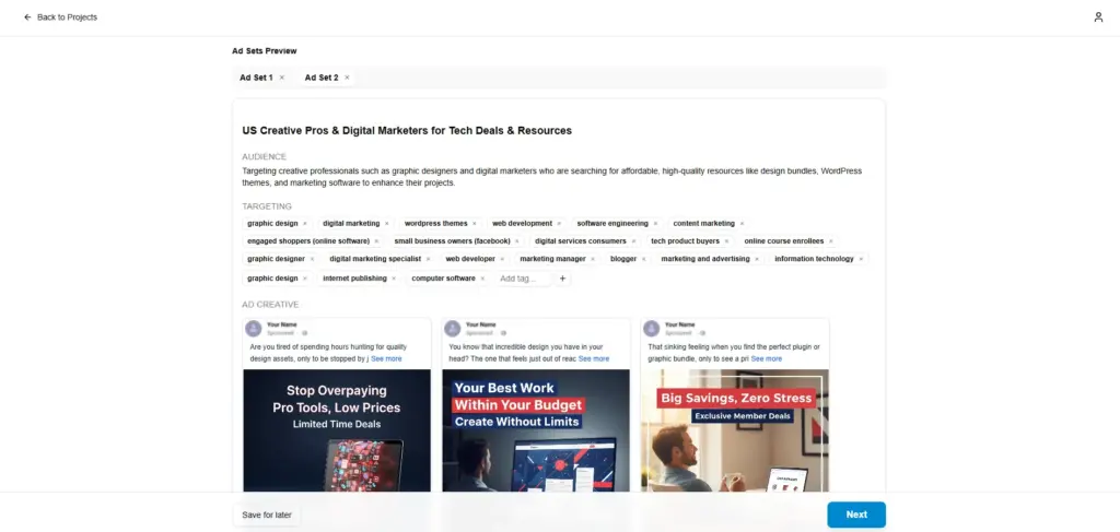 Didoo AI Ads Sets Preview Settings