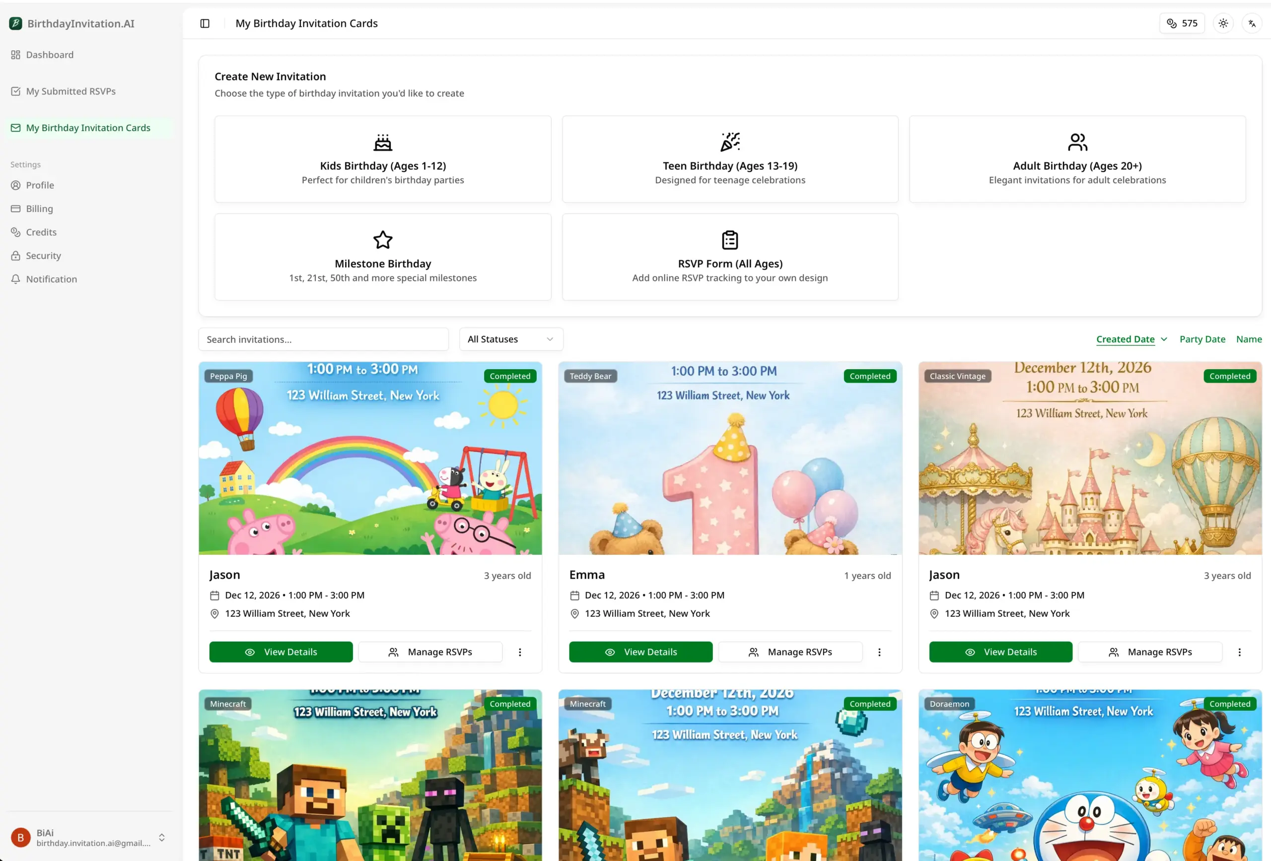 BirthdayInvitationAI Invitation Cards