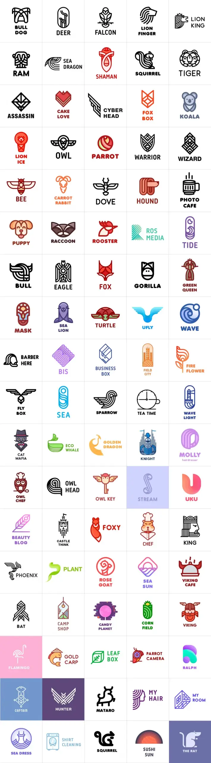 Collage Of Business Logo Illustrations Included In The Bundle