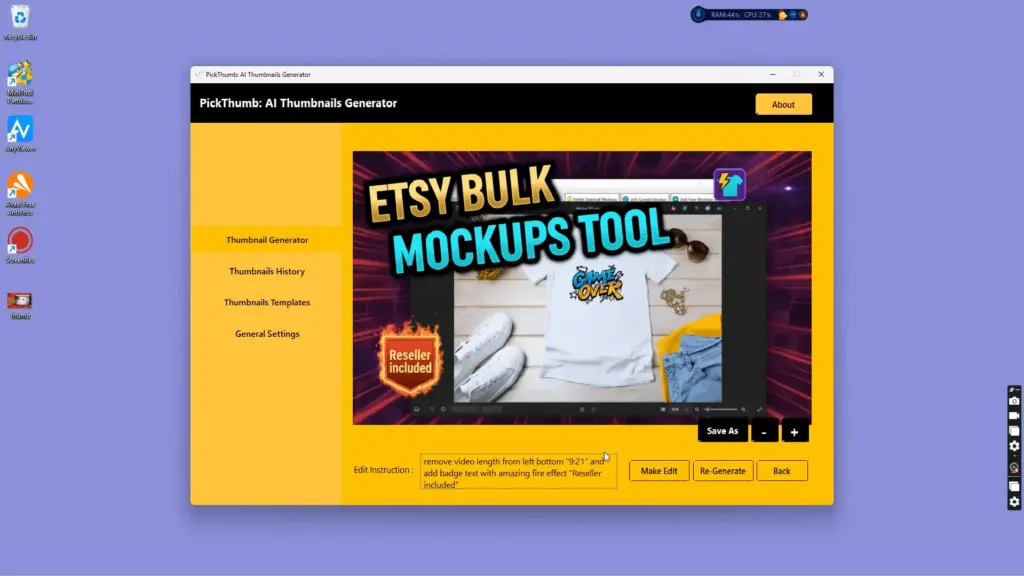 PickTumb Edit Instructions Option