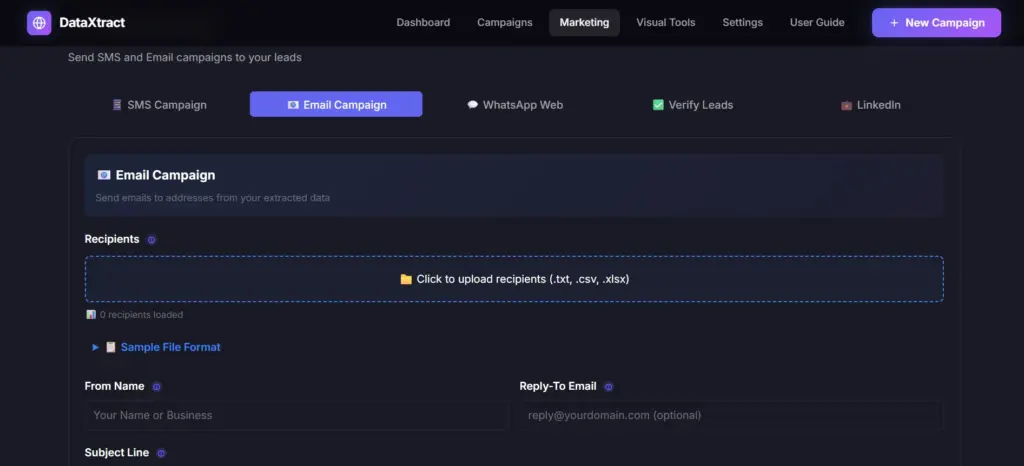 Email Campaigns In DataXtract Pro