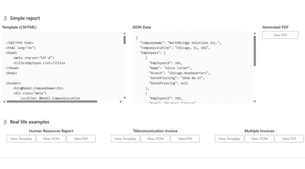 GoReportly JSON To PDF conversion example