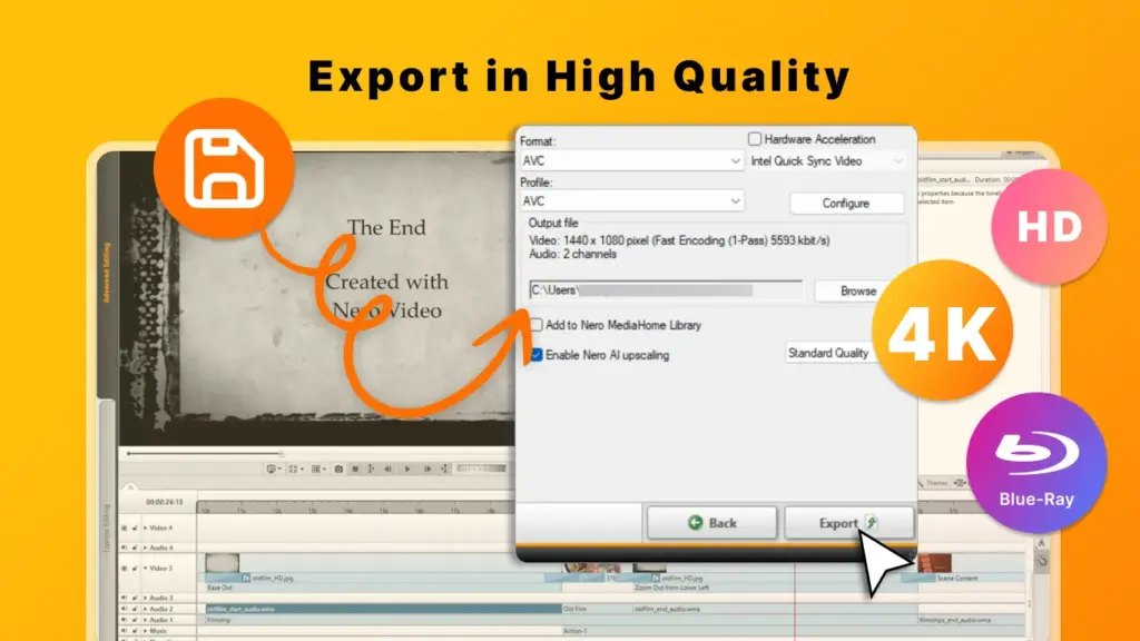 High-quality Exports with Nero Video