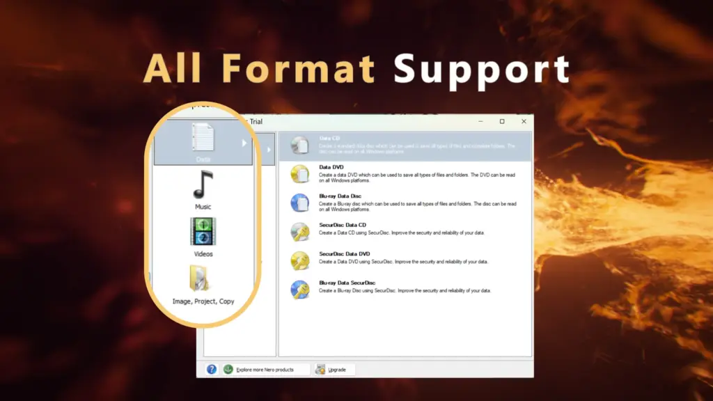 All Formats Support by Nero Express
