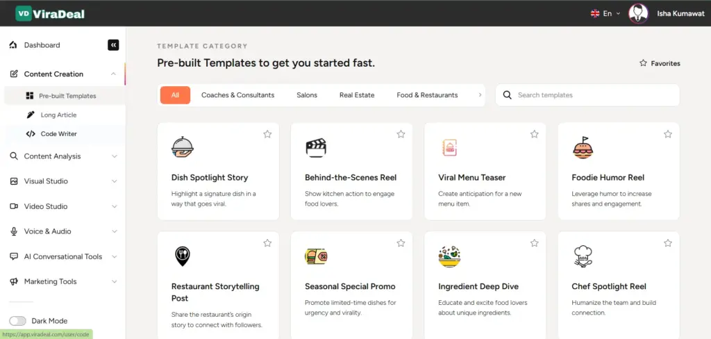 ViraDeal's Pre-Built Templates