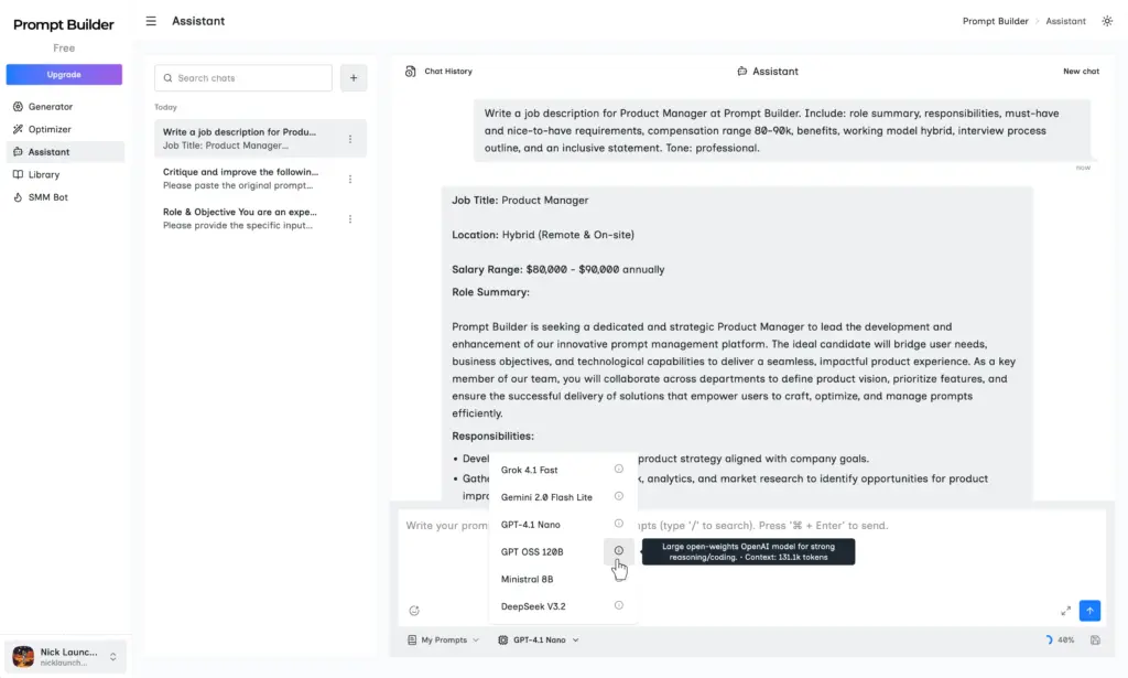 Prompt Builder Prompt Assistant