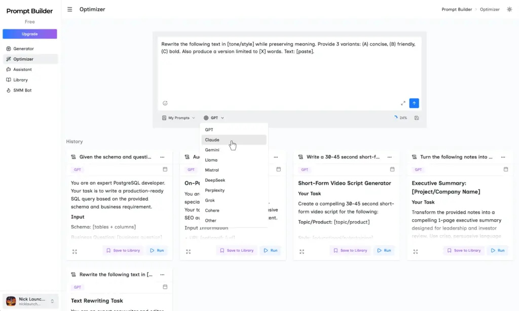 Prompt Builder Prompt Optimizer